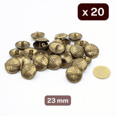 20 Pieces Old Brass Cross Zamak Metal Shank Buttons Size 23mm #KZQ500336 - ACCESSOIRES LEDUC BV